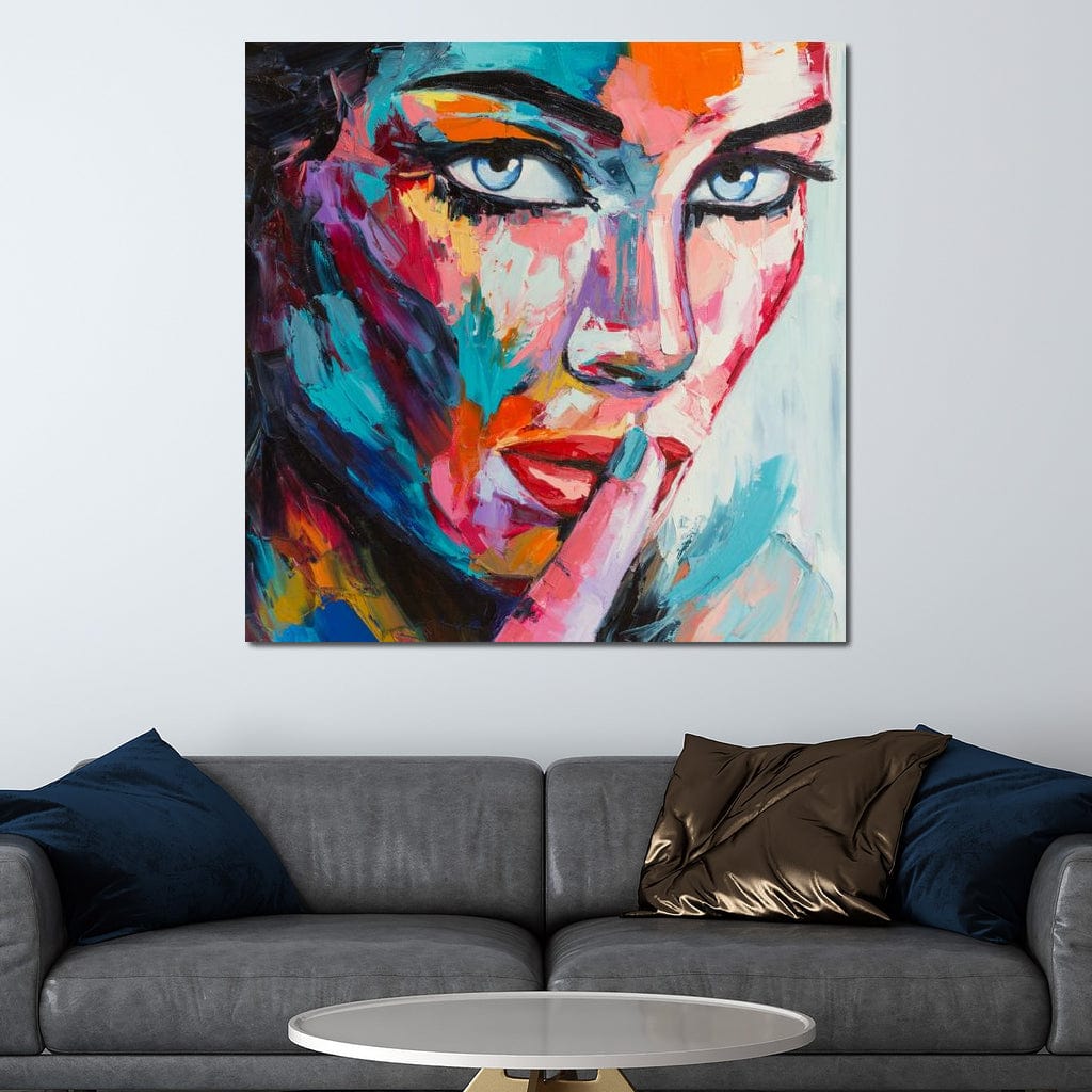 Tablou canvas decorativ cu tablou canvas cu chip de femeie in culori vibrante